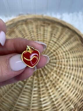Red Enamel Heart EKG Heartbeat 3/4" x 5/8"